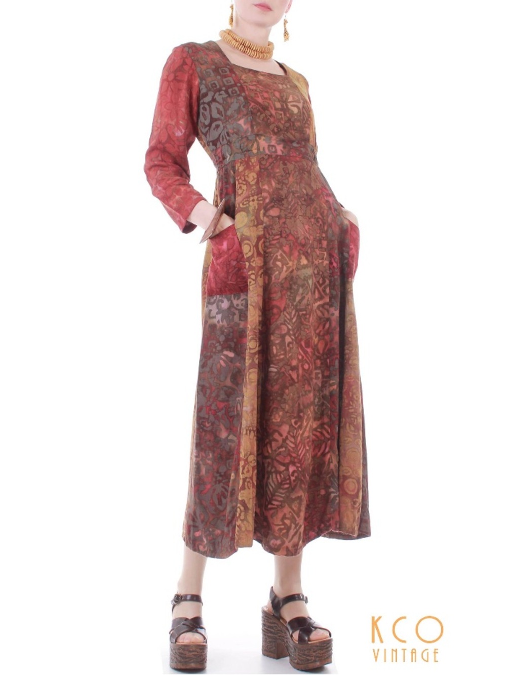 🍁Batik Fall Colors Maxi Dress🍂